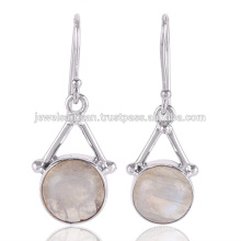 Boucle d&#39;oreille en argent sterling 925 en pierres précieuses Rainbow Moonstone naturelle